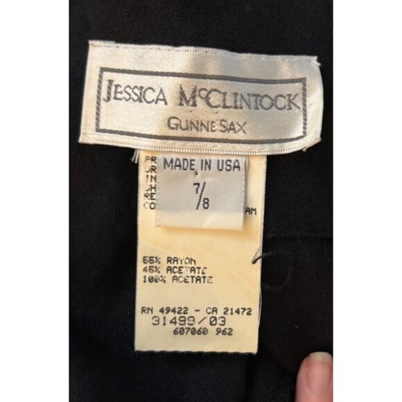 Vintage 90s Jessica McClintock Black Sleeveless Maxi Dress Embroidery Sz 7/8 - Picture 9 of 9